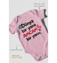 Dünya bir yana, amcam bir yana Kısa Kollu Bebek Body %100 Pamuk