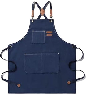 Valkyrie Unisex Kanvas Mutfak Önlüğü Ayarlanabilir Askılı Cepli Barista Garson Servis Önlüğü Lacivert