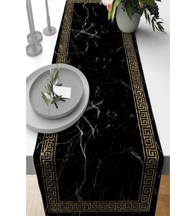 Siyah Çerçeveli Desen Premium Masa Örtüsü Runner RNR333