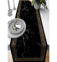Siyah Çerçeveli Desen Premium Masa Örtüsü Runner RNR333