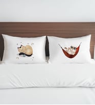BK Gift Eğlenceli Kedi Tasarımlı Pamuklu 2’li Yastık Kılıfı Seti-2 50x70cm , Sevgiliye Hediye, Ev Hediyesi, Tasarım Ev Tekstili