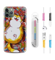 Apple iPhone 11 12 13 14 Pro Max Kılıf Kablo Koruma Spiral Silikon Tombul Kedi 1739