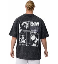 Tasarım Black Clover Anime Sırt Baskılı Unisex Oversize Vintage Yıkamalı Tişört