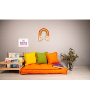 Fransız Tarzı El Yapımı Yer Minderi, Bebek Yatağı, French Mattress / Pembe 60x120x15 cm (Turuncu)