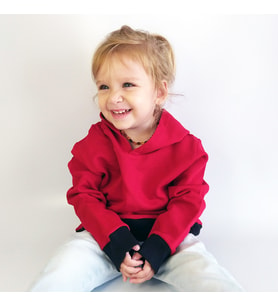 Çocuk Sweatshirt Kapüşonlu - Kırmızı Siyah - Düz