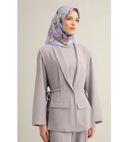 Armine Sura İpek Eşarp 9342-32 Mavi Karışık Desen