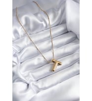 316L Çelik Gold Renk Bubble "T" Harf Model Kadın Kolye 5886 - OVRLAU8328-2727