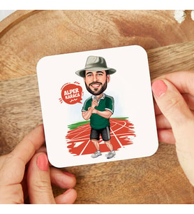 Kişiye Özel Atletizimci Erkek Karikatürlü Bardak Altlığı