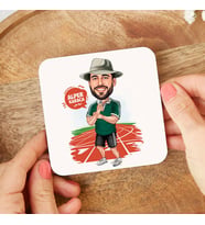 Kişiye Özel Atletizimci Erkek Karikatürlü Bardak Altlığı