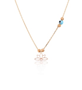925 Ayar Rose Altın Kaplama Dorika Toplu Gümüş Lotus Kolye