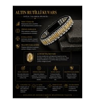 Sertifikalı Altın Rutilli Kuvars ve Hematit Silindir Kesim Kilitli Doğal Taş Deri Erkek Bileklik