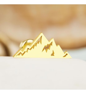DKMN Gümüş Everest Desenli Küpe 925 Ayar Kadın Gümüş Küpe (Gold)