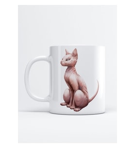 Tüysüz Kedi Sphynx Baskılı Porselen Kupa Bardak