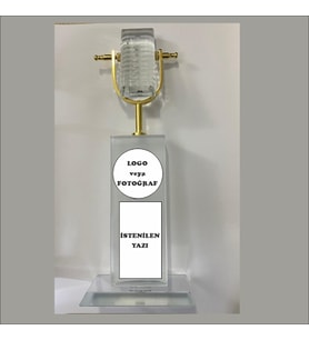 Kişiselleştirilebilir Mikrofon Plaket (Altın-Beyaz)