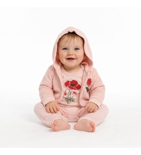 KIZ BEBEK 0-3 AY %100 PAMUK NAKIŞLI PREMİUM KALİTE SET (Somon)