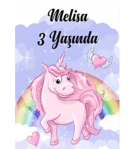 Unicorn Temalı Doğum Günü Afişi 35X50 cm