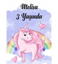 Unicorn Temalı Doğum Günü Afişi 35X50 cm