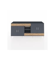 Hyperion Konsol 5 Raflı 4 Çekmeceli 4 Kapaklı 220x44x99 Antrasit-Antrasit/Çam