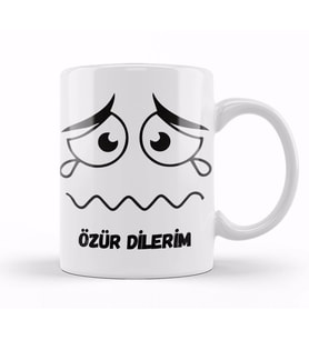 Özür Dilerim Komik Özür Mesajı Kupa Bardak Porselen