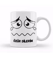 Özür Dilerim Komik Özür Mesajı Kupa Bardak Porselen