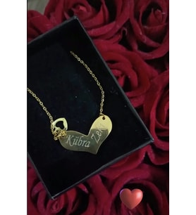 KİŞİYE ÖZEL ÇİFT TARAFLI KALP KOLYE-ARKASI LOVE YAZILI