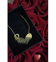 KİŞİYE ÖZEL ÇİFT TARAFLI KALP KOLYE-ARKASI LOVE YAZILI (Gold)