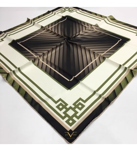Geometrik Desen Black Seri Twill Eşarp Eşarp Askısı ile Birlikte 90x90 cm Gri Ye