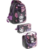 Kuromi Temalı Lisanslı Premium 3'lü Okul Seti Sırt Çantası-Beslenme Çantası-Kalemlik