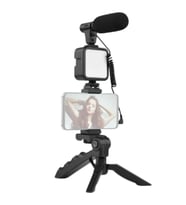 Tripod Telefon Tutucu Kumandalı Mikrofon Led Işık Vlog Video Kayıt