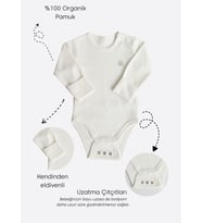 Organik New Basic Uzayan Uzun Kol Body Ekru