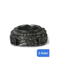 Şık Gümüş Eskitme Küllük, Dekoratif Kül Tablası, 2’li Set