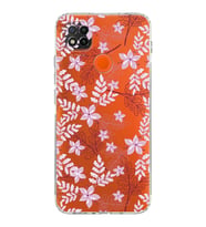 Xiaomi Redmi 10A  Kamera Korumalı Kapak Floral Pudra Tasarımlı Şeffaf  Kılıf