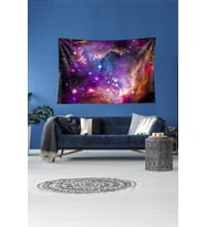 Uzay Toz Bulutu Leke Tutmaz Kadife Dokulu Kumaş Duvar Örtüsü Duvar Halısı Tapestry (Mavi)