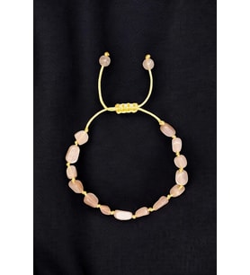 Turuncu Aytaşı Doğal Taş Bileklik Makrome Ayarlı 633-1 Peach Moonstone