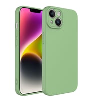 Apple iPhone 15 Kılıf Kamera Korumalı iÇi Süet Dokulu Lansman Tipi Silikon (Açık Yeşil)