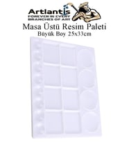 Masa Üstü Resim Paleti 1 Adet 20 Hazneli Boya Paleti 25X33 cm Sanatsal Boyalar İçin Büyük Palet Akrilik Boya Yağlı Boya Guaj Boya (Beyaz)