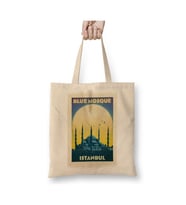 Sultanahmet Camii Blue Mosque İstanbul Turistik Poster Gezi Seyahat Beyaz Bez Çanta Alışveriş Çanta