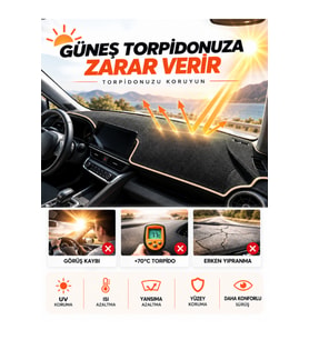 CITROEN C4 GRAND PİCASSO (2007-2013) Uyumlu Torpido Koruma Örtüsü Oto Kılıfı - Siyah Bej