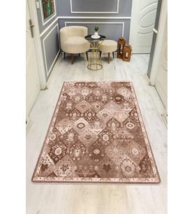 Parlak Kadife Kumaş VINTAGE Dijital Baskı Dot Kaymaz Tabanlı Halı H1065