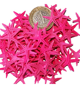 Tahtakale Toptancı Polyester Deniz Yıldızı Minik Boy  0.5 CM- 1.5 CM (100 Adet)  Fuşya