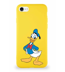 Apple iPhone 8 Soft Premier Kapak Donald Duck-C Tasarımlı Silikon Kılıf - Sarı (Şeffaf)