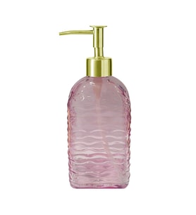 RENKLİ ŞEFFAF CAM SIVI SABUNLUK 400 ML (Pembe)