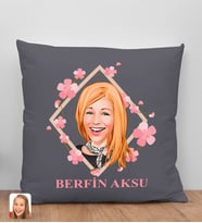 BK Gift Kişiye Özel Karikatürlü Anneler Günü Tasarımlı Antrasit Kırlent Yastık, Anneye Hediye, Ev Dekorasyonu, Anneler Günü Hediyesi-4