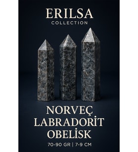 Sertifikalı Norveç Labradorit Larvikit Obelisk Kazık – Zihni Güçlendiren Doğal Enerji Sütunu