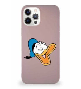 Apple iPhone 12 Pro Max Soft Premier Kapak Donald Duck-E Tasarımlı Silikon Kılıf - Pudra (Şeffaf)