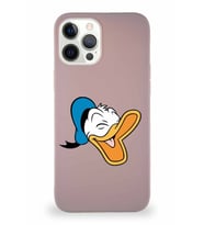 Apple iPhone 12 Pro Max Soft Premier Kapak Donald Duck-E Tasarımlı Silikon Kılıf - Pudra (Şeffaf)