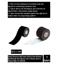 Premium Hızlı Etkili 5cmX5m Kas Eklem Bel Bacak Kol Boyun Sırt Omuz Karın Kalça Ağrı Bandı Siyah