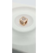 Gold Rose Renk Taşlı Kalp Desen Küp Charm