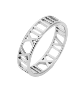 Chavin 6 mm. Çelik Gri Roma Rakam Bayan Yüzük eu32by