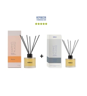 Kavun Happy Place + Sümbül Amber Iconic Place Dekoratif Ortam Kokusu 120 ml - Bambu Çubuklu (Standart)